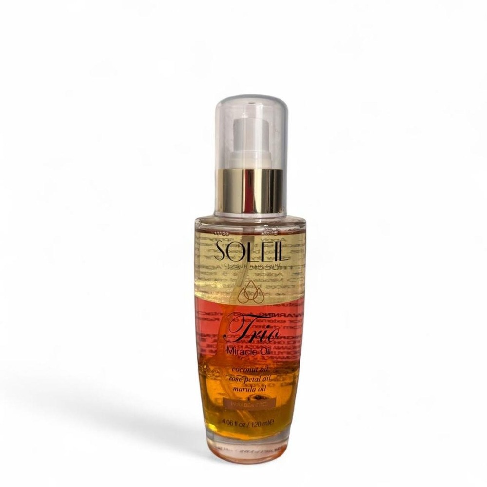 Soleil Trio Miracle Oil Hair Treatment 4.06 oz Coconut Rose Marula Oil NEW